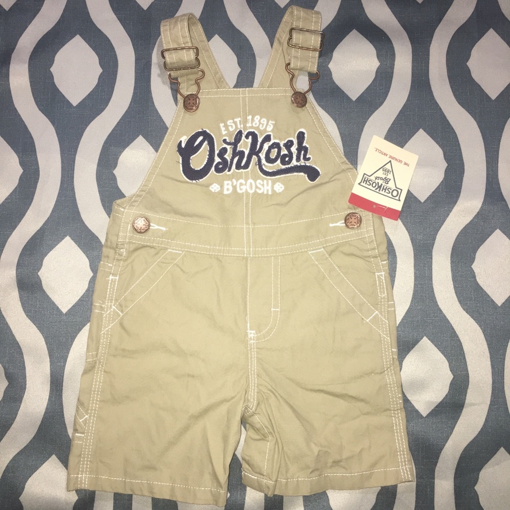 NWT - OshKosh khaki shorts overalls